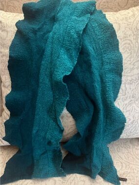 Talbots Teal Ruffled Lightweight Scarf